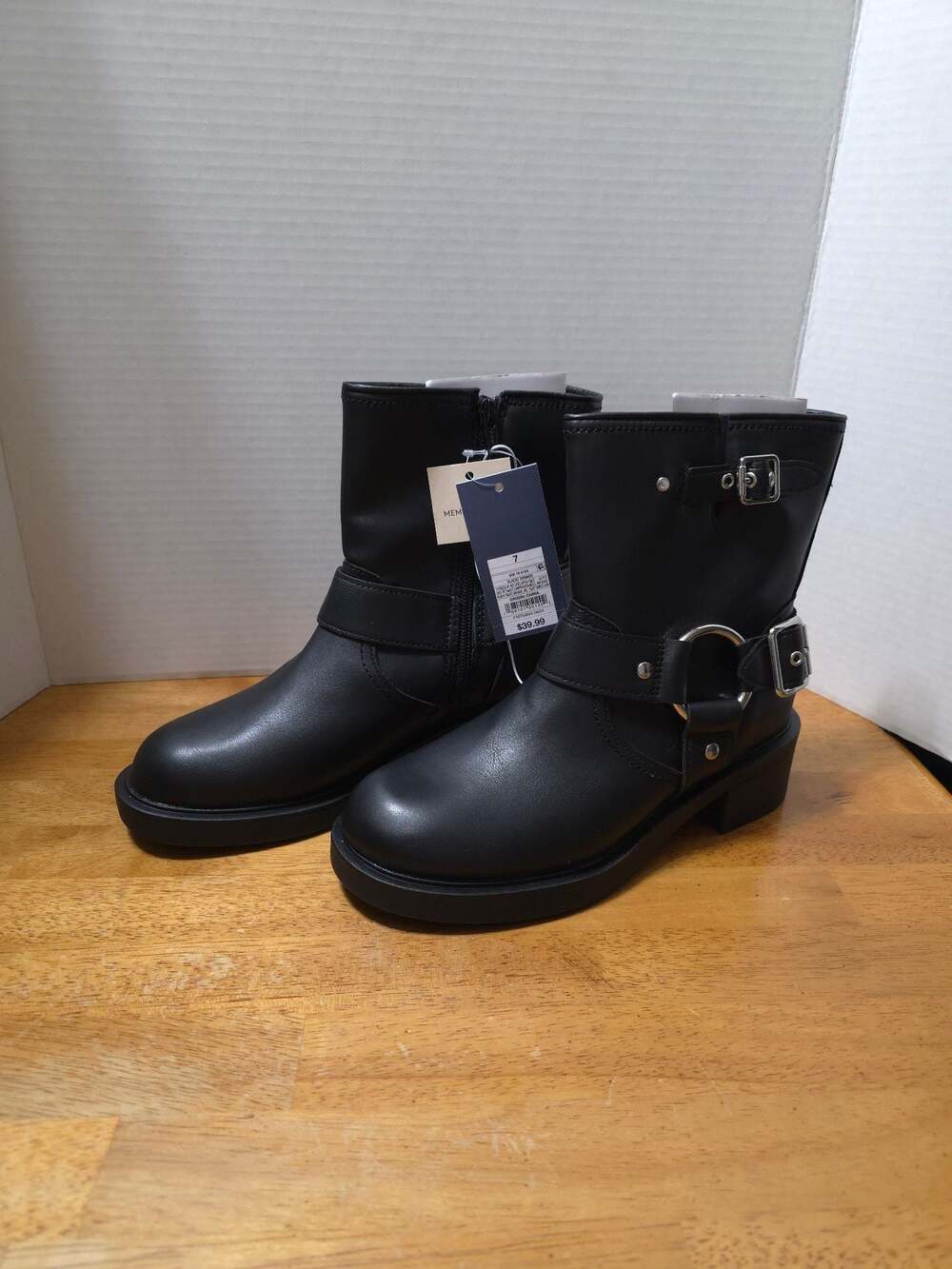 Universal Thread Women's Connor Harness Buckle Ankle Boots Black Size 7